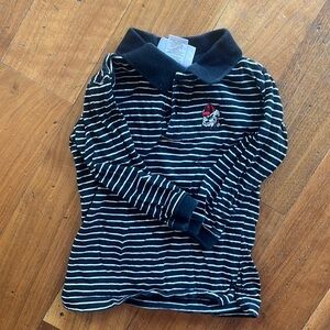 UGA Georgia bulldog black and white collared long sleeve shirt - 2T